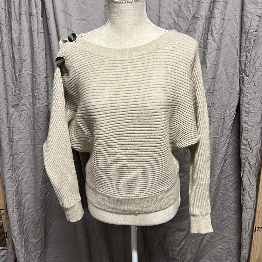 Poof Apparel Long Sleeve Sweater Tan Womens Size S